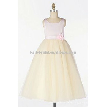 Nice Satin &amp; Tulle, flor artesanal, vestido de menina infantil